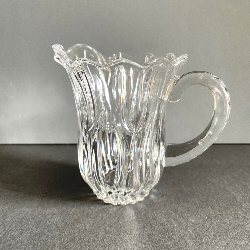 Gorham Clear Glass Lotus Creamer w Handle The Crystal Tulip Collection Pourer